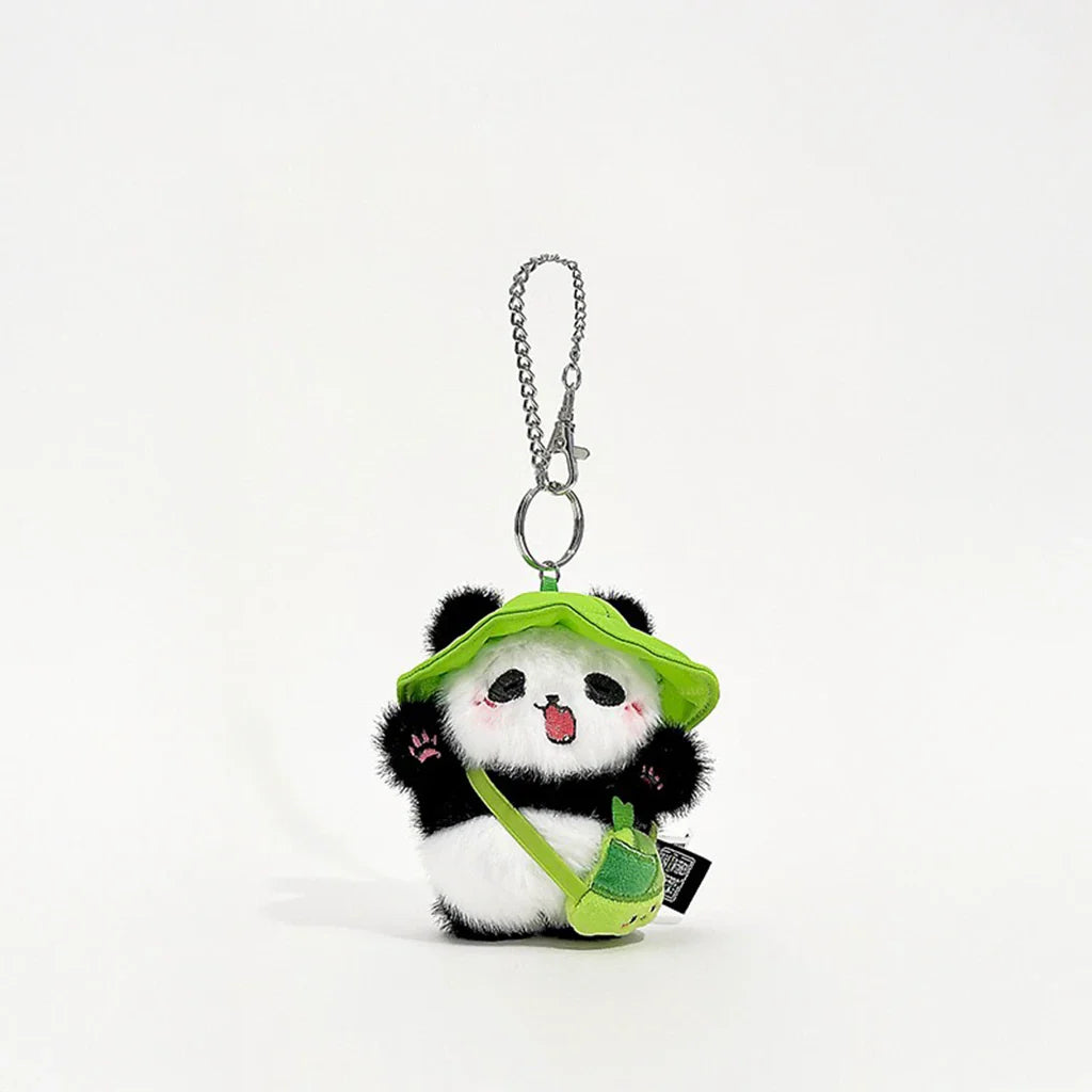 Green Bamboo Bag Set Panda Keychain