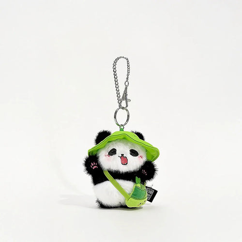 Green Bamboo Bag Set Panda Keychain