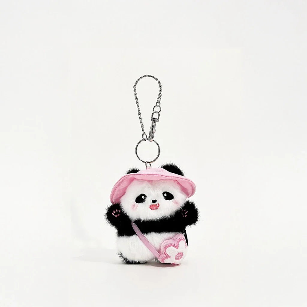 Pink Flower Bag Set Panda Keychain