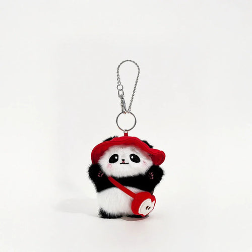 Red Apple Bag Set Panda Keychain
