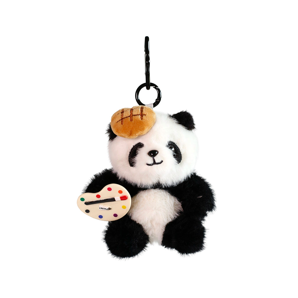 Pablo Pandartist: Artistic Panda Painter Keychain with Woven Accents & Charms