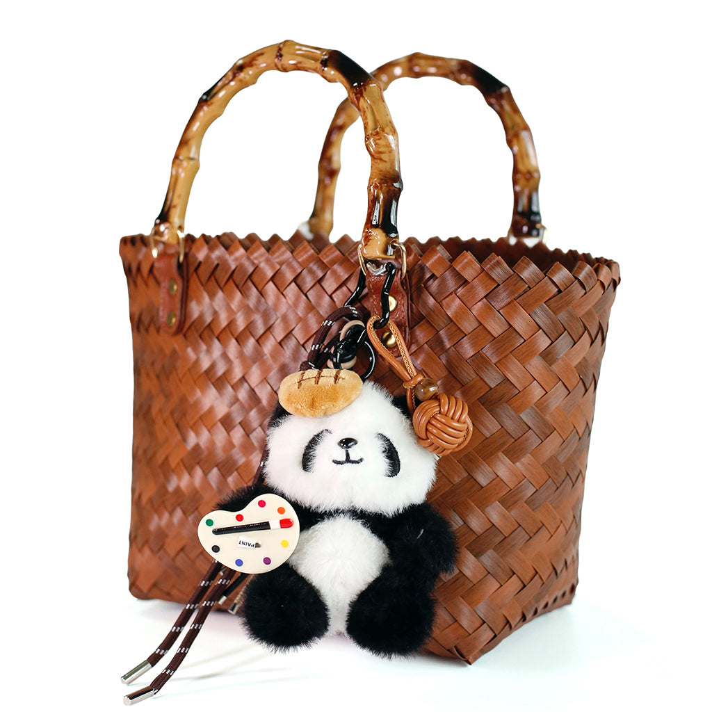 Pablo Pandartist: Artistic Panda Painter Keychain with Woven Accents & Charms