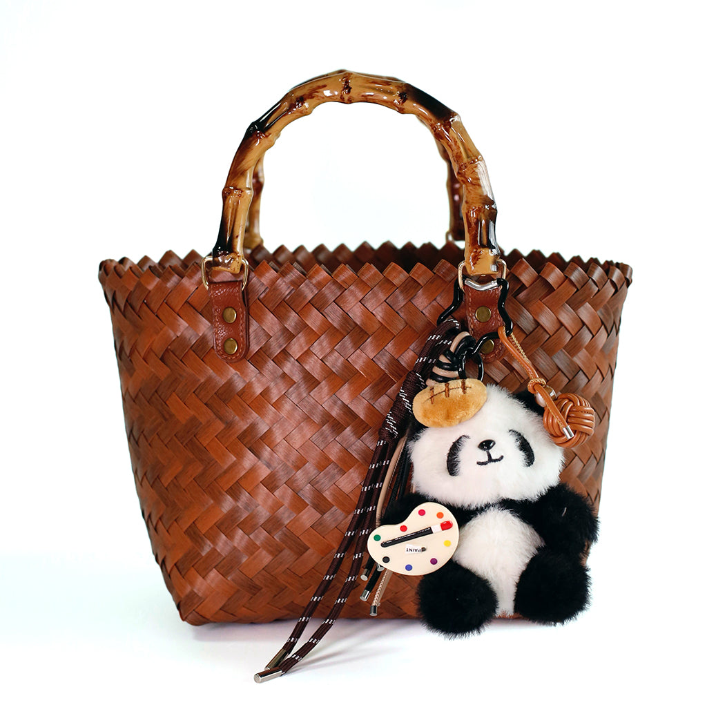 Pablo Pandartist: Artistic Panda Painter Keychain with Woven Accents & Charms